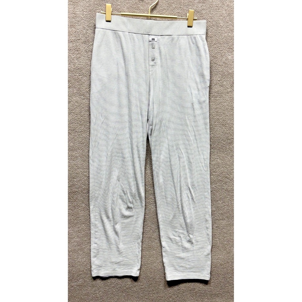 Lunya Cotton Blend Pajama Bottoms Womens XS Gray Stripe EUC 26" Sleepwear Bed